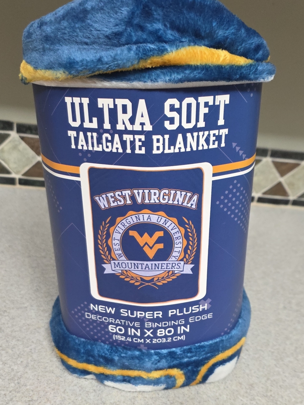 West Virginia Mountaineers Ultra Soft Blue and Gold Tailgate Blanket
